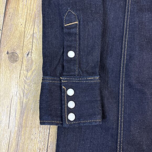 True Religion Denim Dress Pearl Snap Dark Wash Size XS Extra Small - Picture 7 of 9